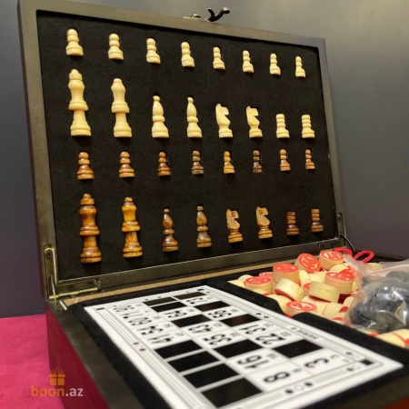 Деревянный набор 2 в 1 Шахматы и Лото